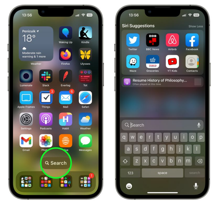 古冶苹果手机维修分享升级到 iOS 16 后，如何删除主屏幕上的搜索按钮 